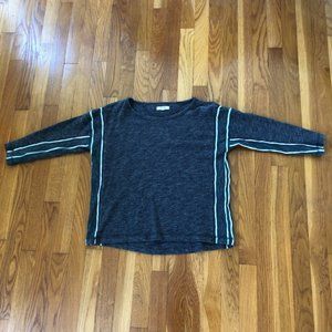 Madewell Grey 3/4 Sleeve Top with Green Accents